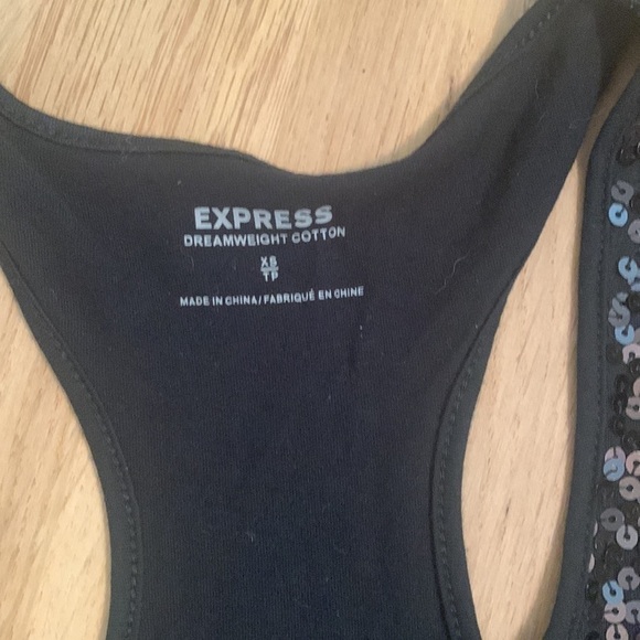 𝅺express Dreamweight Cotton Sequin Racerback Tank Top Black Women’s XS - Picture 4 of 7